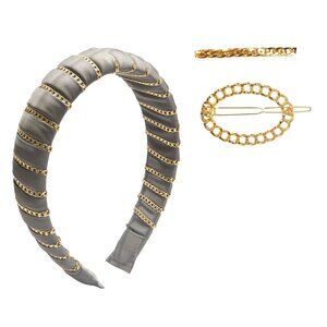 Fall Hair Clips and Accessories (Beaded Headband) (CHAIN BARRETTE 3PCS)